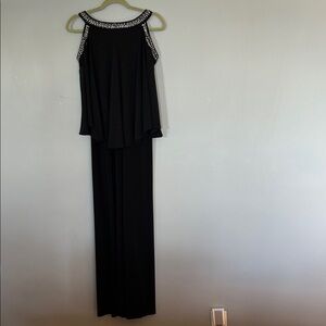 Alex Evenings Black Maxi Dress with Satin Finish